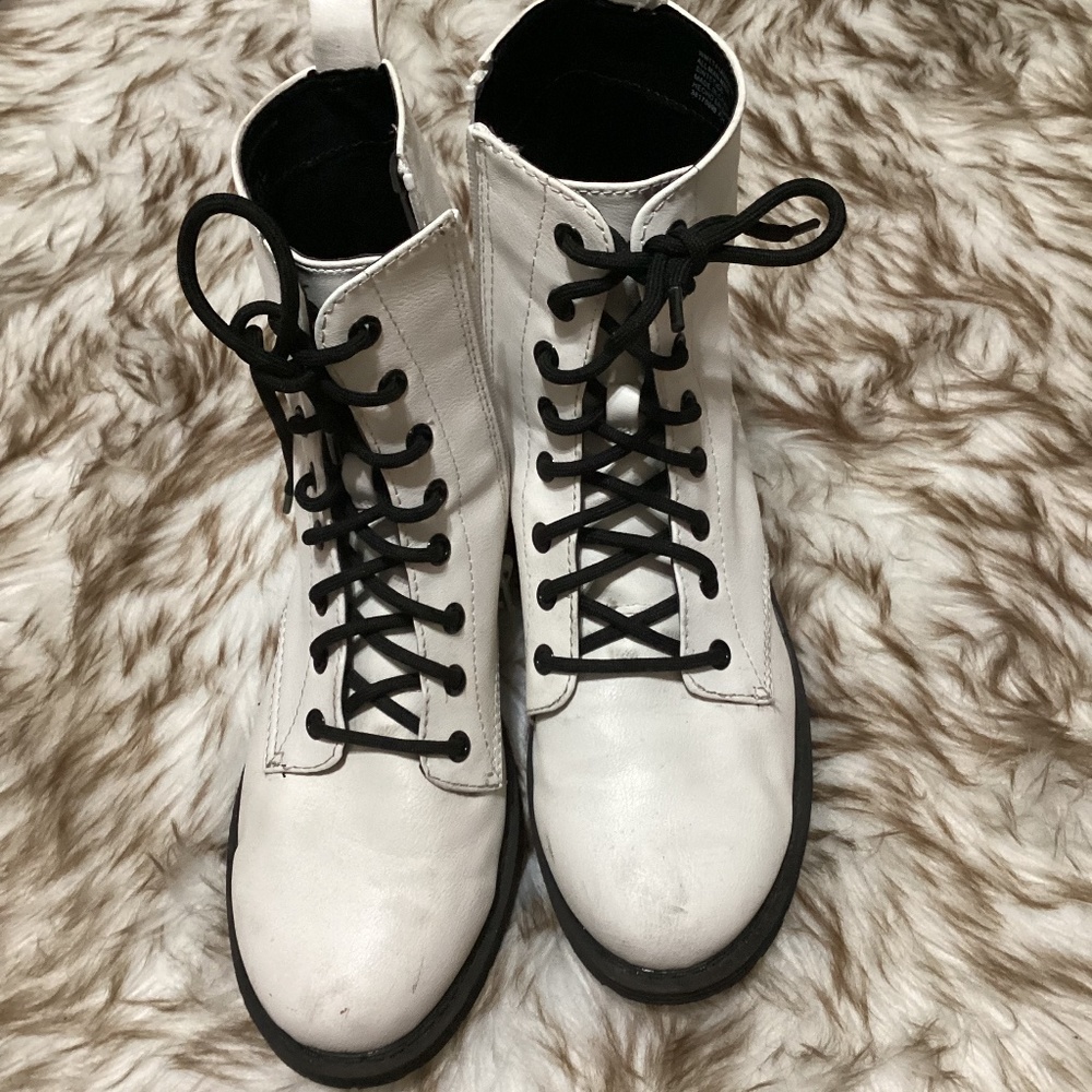 White Lace up Boots